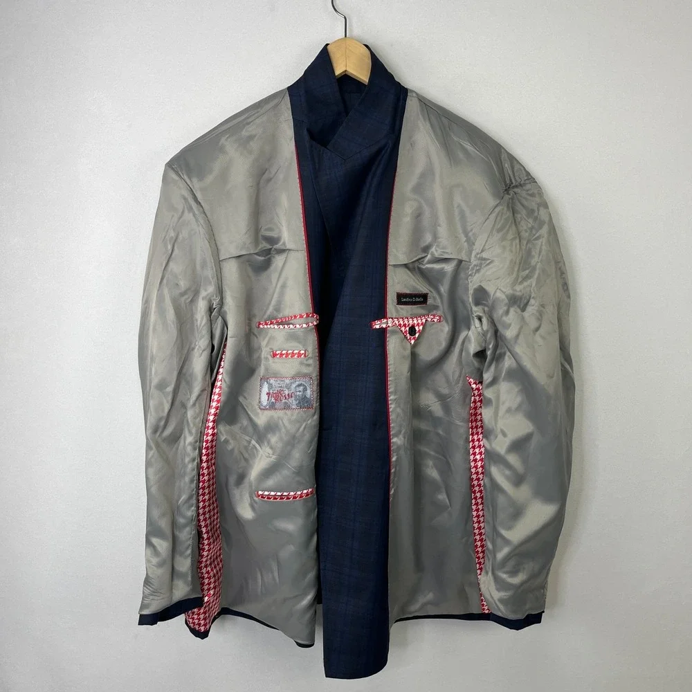 Tiglio Rosso Lanificio Di Biella NWD 50R Blue Double Breasted Suit Jacket